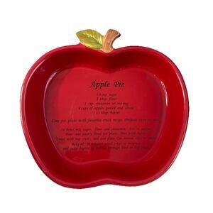 Harvest Ceramic Red Apple Shaped Oven Proof Apple Pie Recipe Dish Vintage Plate